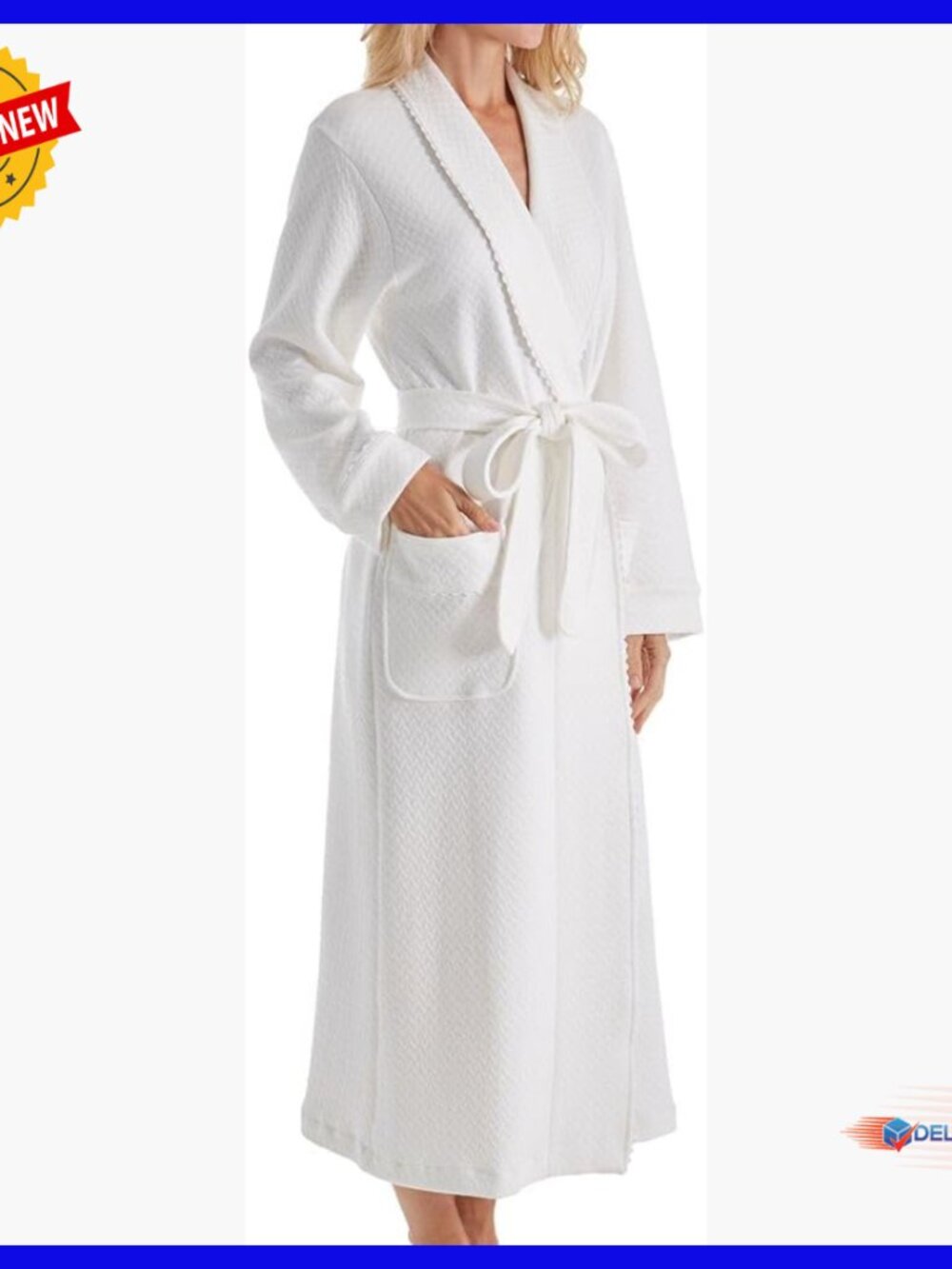 Quilted Basketweave Robe, Pima Cotton, Shawl Collar, Patch Pockets